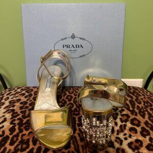 PRADA Calzature Donna Gold Column Heels